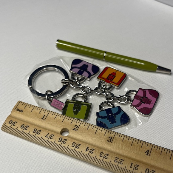Coach Colorful Bag Charm Keychain and Green Coach Pen Set - Picture 3 of 5